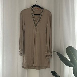 Brontë dress. Beaded sleeves and neckline